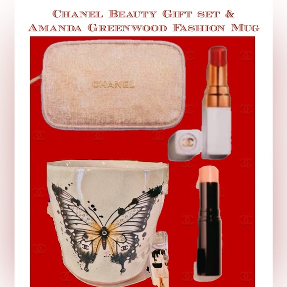 Chanel Beauty Makeup Set New In Box and Amanda Greenwood CC Butterfly MUG - Picture 1 of 16